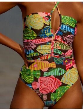 New FARM Rio x Anthropologie Colorful Fish One-Piece Swimsuit